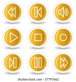 Walkman web icons, yellow glossy circle buttons