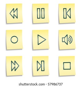 Iconos web de Walkman, series de notas amarillas