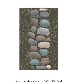 Walkway of Smooth Cobblestones Rested on Gravel as Landscape Design Vector Illustration