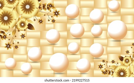 Wall 3d Golder Design Tv Wallpaper