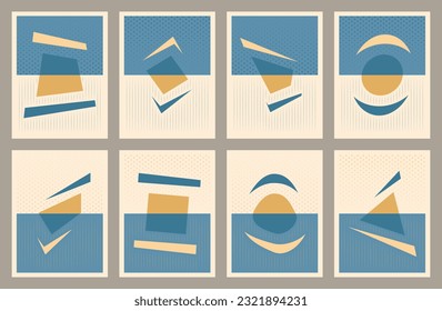 Wall abstract art vector set. Minimal and geometric decoation. minimalist illustrations for postcard or brochure cover design. Vector illustration.