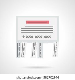 Wall advertisement with tear-off papers. Flat color style icon