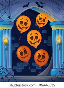 Wall alcove with Halloween balloons 1 - eps10 vector illustration.