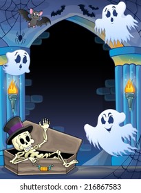 Wall alcove with Halloween theme 1 - eps10 vector illustration.