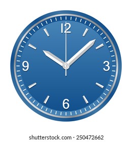 Wall analog clock shows 10:08, geometrically right angled arrows