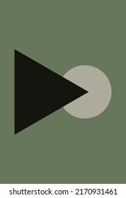 Wall art. Abstract art background frame. Abstract design with doodles and various shapes. Minimalistic geometric shapes, hand-painted, vector illustration. Boho style.