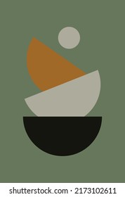 Arte mural. Marco de fondo de arte abstracto. Diseño abstracto con garabatos y varias formas. Formas geométricas minimalistas, pintadas a mano, ilustración vectorial. Estilo boho.