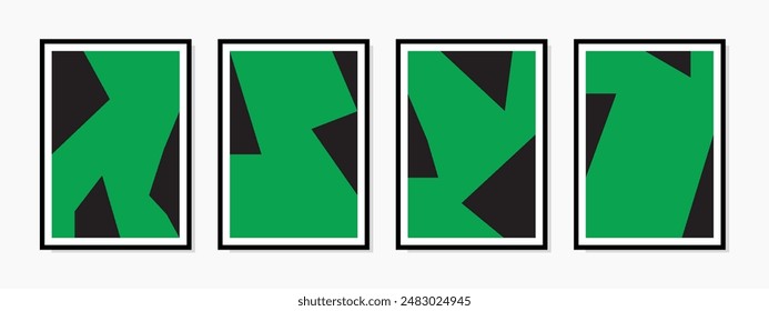 Wall art with an abstract design combining black and green into a stunning array of shapes and colors. Ideal for modern home decor, prints, posters, and digital artwork