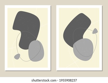 Arte mural con formas abstractas y figuras en colores de moda. Ilustración vectorial.