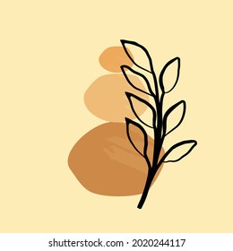 Wall art abstract vector illustration. Floral and Foliage line art drawing.  Abstract Plant Art design for print, cover, wallpaper, Minimal and natural wall art. Abstract shape.