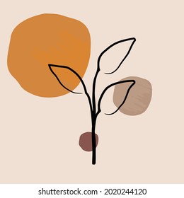 Wall art abstract vector illustration. Floral and Foliage line art drawing.  Abstract Plant Art design for print, cover, wallpaper, Minimal and natural wall art. Abstract shape.