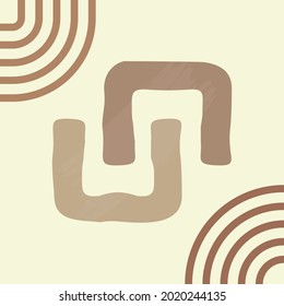 Wall art abstract vector illustration. Floral and Foliage line art drawing.  Abstract Plant Art design for print, cover, wallpaper, Minimal and natural wall art. Abstract shape.