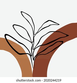 Wall art abstract vector illustration. Floral and Foliage line art drawing.  Abstract Plant Art design for print, cover, wallpaper, Minimal and natural wall art. Abstract shape.