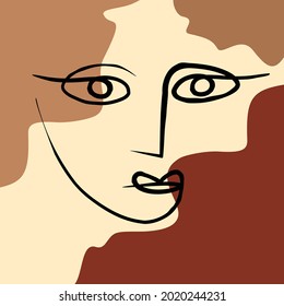 Ilustración vectorial abstracta de arte mural. Dibujo de línea floral y follaje.  Resumen Diseño de arte vegetal para la impresión, cubierta, papel pintado, arte de pared mínimo y natural. Forma abstracta.
