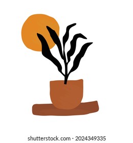 Ilustración vectorial abstracta de arte mural. Flora abstracta y forma de planta botánica.