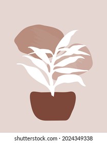 Wall art abstract vector illustration. Abstract flora and botanical plant shape.