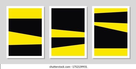 Wall art of abstract yellow black colors in a minimalist form. Minimal modern posters, forms of wall art, print art, and everything related to decoration.