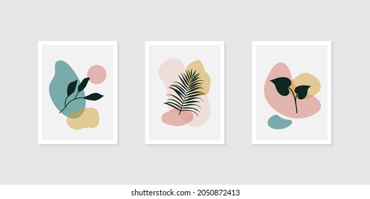 Wall art of botanical concept vector set. Abstract Plant Art design for print, cover, wallpaper Vector illustration EPS 10