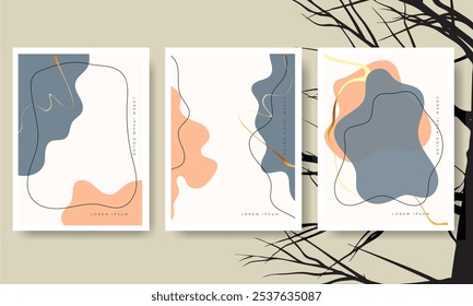 Arte de pared colección Vector abstracto círculo, triángulo y líneas cuadradas arte. Fondos de moda de Bauhaus patrón op-art conjunto