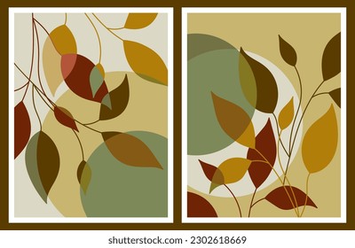 Wall Art. Contemporary style leaf branch. Ready for printing and for home interior decoration