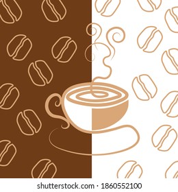 wall art Continuous lines, coffee, latte, art, heart, hand drawn, simple lines, vector illustration