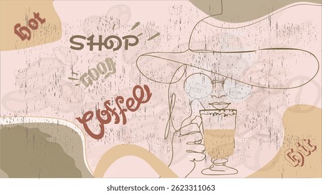 wall art Design brown coffee shop wallpaper light printable