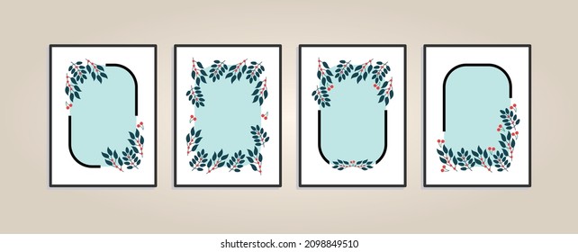 Wall art design. Canvas painting for the rooms. Tropical leaves background. Summer poster element for interior design of office, dinning, and bed room . 