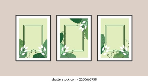 Wall art design. Canvas painting for the rooms. Tropical leaves background. Summer poster element for interior design of office, dinning, and bed room . 