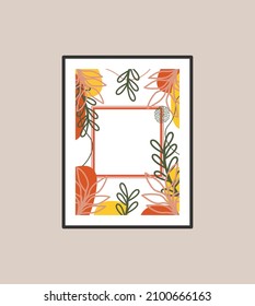 Wall art design. Canvas painting for the rooms. Tropical leaves background. Summer poster element for interior design of office, dinning, and bed room . 
