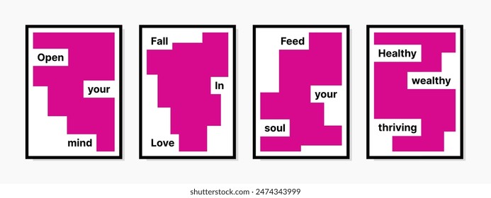 Wall art design template with motivational words promoting mental health. Features an energetic and minimalist pink design. Ideal for inspiring positive vibes in any space.