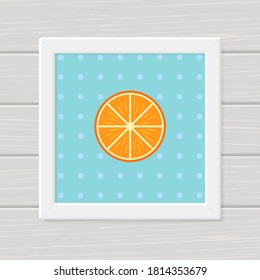 Wall art. Home decor. Pattern with orange slices. Digital printing poster. Vector illustration