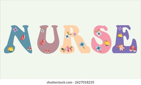 Ilustraciones de arte de pared diseño imprimible flores de enfermera 