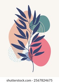 Wall art. Line art drawing with abstract shape. Abstract Plant Art design for print, cover, wallpaper, Minimal and natural wall art.