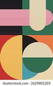 Wall Art Mid Século Chic Geometric Abstract Shape Illustrations. Pop Art Retrato decorativo Boho Fundo colorido