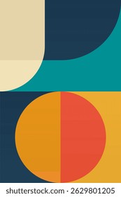 Wall Art Mid Século Chic Geometric Abstract Shape Illustrations. Pop Art Retrato decorativo Boho Fundo colorido