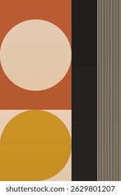 Wall Art Mid Século Chic Geometric Abstract Shape Illustrations. Pop Art Retrato decorativo Boho Fundo colorido
