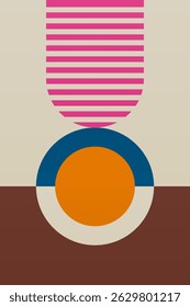Wall Art Mid Século Chic Geometric Abstract Shape Illustrations. Pop Art Retrato decorativo Boho Fundo colorido