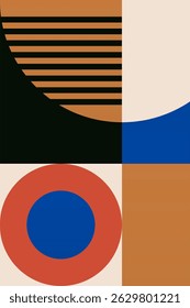 Wall Art Mid Século Chic Geometric Abstract Shape Illustrations. Pop Art Retrato decorativo Boho Fundo colorido