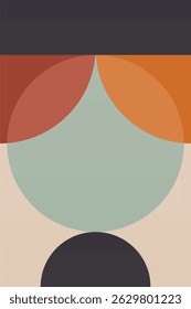Wall Art Mid Século Chic Geometric Abstract Shape Illustrations. Pop Art Retrato decorativo Boho Fundo colorido