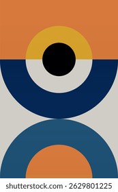 Wall Art Mid Século Chic Geometric Abstract Shape Illustrations. Pop Art Retrato decorativo Boho Fundo colorido