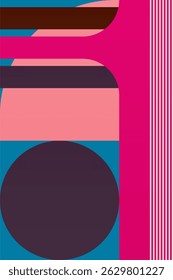 Wall Art Mid Século Chic Geometric Abstract Shape Illustrations. Pop Art Retrato decorativo Boho Fundo colorido