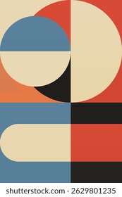 Wall Art Mid Século Chic Geometric Abstract Shape Illustrations. Pop Art Retrato decorativo Boho Fundo colorido