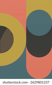 Wall Art Mid Século Chic Geometric Abstract Shape Illustrations. Pop Art Retrato decorativo Boho Fundo colorido