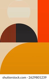 Wall Art Mid Século Chic Geometric Abstract Shape Illustrations. Pop Art Retrato decorativo Boho Fundo colorido