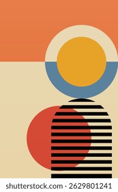 Wall Art Mid Século Chic Geometric Abstract Shape Illustrations. Pop Art Retrato decorativo Boho Fundo colorido