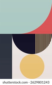 Wall Art Mid Século Chic Geometric Abstract Shape Illustrations. Pop Art Retrato decorativo Boho Fundo colorido