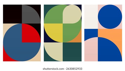 Wall Art Mid Século Chic Geometric Abstract Shape Illustrations. Pop Art Retrato decorativo Boho Fundo colorido