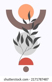 Wall art, minimalistic abstract art background. Abstract design. Various forms. Modern art isolated vector graphics. Minimalistic geometric frames. Boho abstraction.