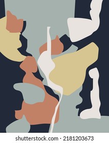 Wall art, minimalistic abstract art background. Abstract design. Various forms. Modern art isolated vector graphics. Minimalistic geometric frames. Boho abstraction.