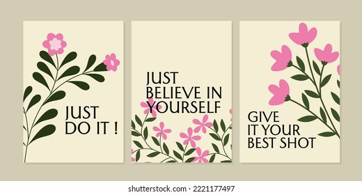 wall art motivational quotes.hand drawn leaves.beautiful and elegant flower design. Minimalist design for poster, wallpaper,wall decor,interior,cover, postcard